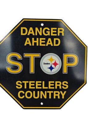 Danger Ahead Stop Steelers Country Plastic Sign Wall Plaque NFL Decor